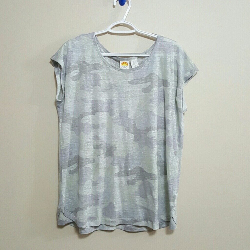 Camouflage linen top, C & C California - L
